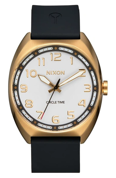 Nixon Mullet Silicone Strap Watch In Gold & White