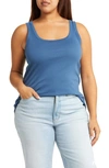 Caslon Melody Ribbed Scoop Neck Tank In Blue Ensign
