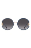 Missoni 59mm Round Sunglasses In Gold Azure/ Grey Shaded