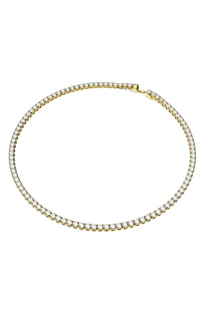 Swarovski Matrix Tennis Necklace In Clear/gold