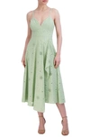 Bcbgmaxazria Cutout Pleated Midi Dress In Smokey Green