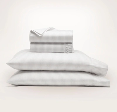 Boll & Branch Organic Signature Delicate Stripe Sheet Set In White/mineral Delicate Stripe [h