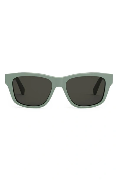 Celine Monochroms 55mm Square Sunglasses In Light Green / Smoke