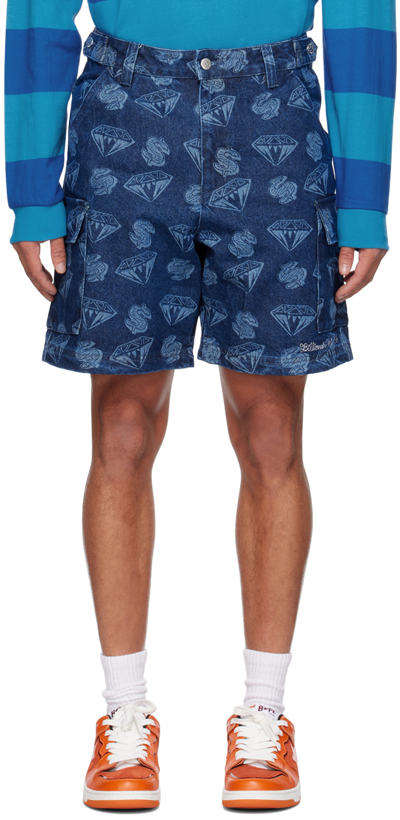 Billionaire Boys Club Graphic-print Denim Shorts In Sapphire Blue