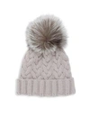 Adrienne Landau Cable-knit Fox Fur Hat In Light Grey