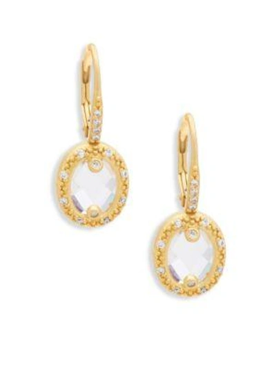 Freida Rothman Crystal Drop Earrings In Gold