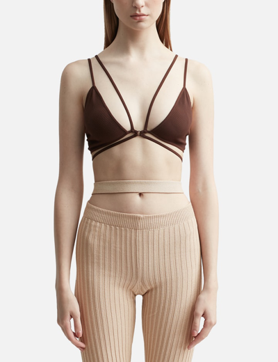 Andreädamo Ribbed Strap-detail Bra In Brown