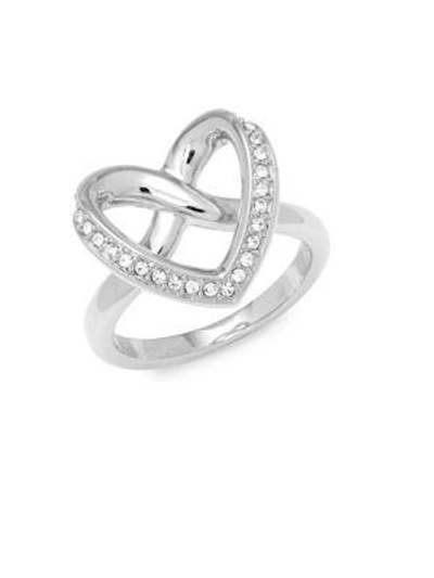 Swarovski Crystal Heart Ring In Silver