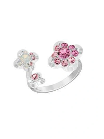 Swarovski Crystal Cherie Plated Ring In Pink Silver