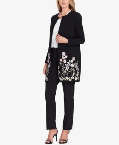 Tahari Asl Embroidered Topper Jacket, Regular & Petite In Black