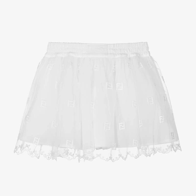 Fendi Baby Girls White Tulle Logo Skirt