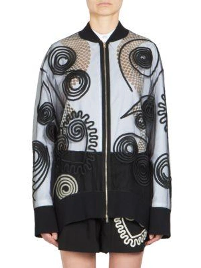 Stella Mccartney Embroidered Tulle Bomber Jacket In Black