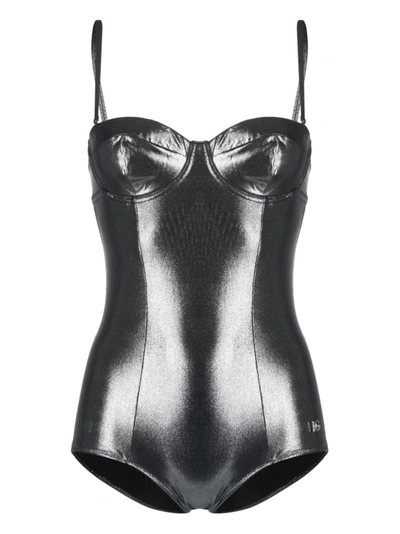 Dolce & Gabbana One-piece Swimsuit In Metallic