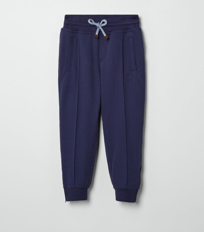 Brunello Cucinelli Kids' Elasticated-waist Cotton Trousers In Blue