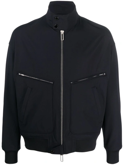 Emporio Armani Zip-detail Bomber Jacket In Blue