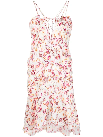 Isabel Marant Floral-print Ruched Dress In Off-white