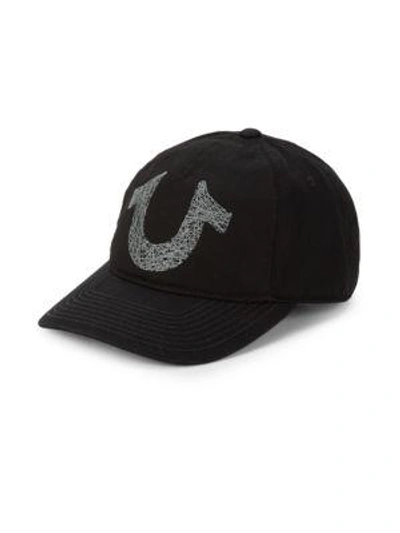 True Religion Logo Cotton Baseball Cap In Black
