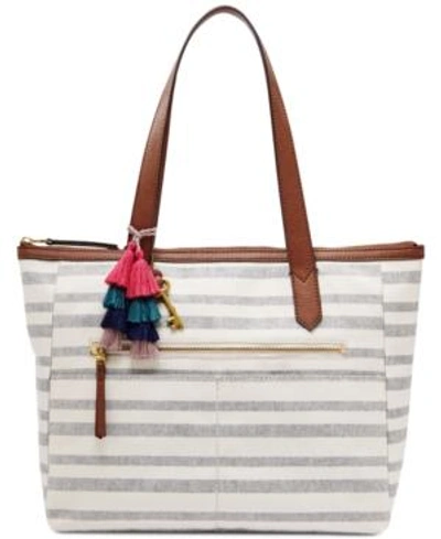 Fossil Fiona Extra Large Tote In Navy Stripe