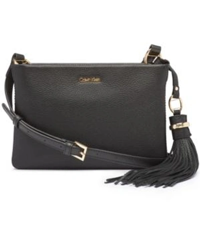 Calvin Klein Holly Pebble Crossbody In Black/gold