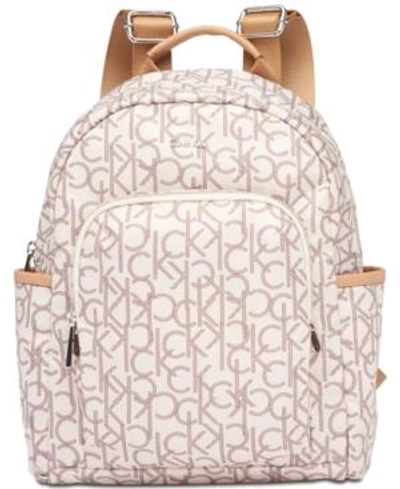 Calvin Klein Tanya Signature Backpack In Almond/khaki