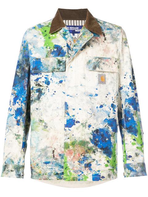 Junya Watanabe + Carhartt Corduroy-trimmed Paint-splattered Cotton-canvas  Jacket In Multi | ModeSens