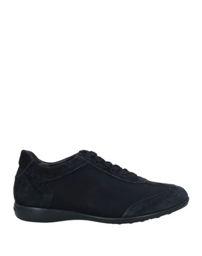 Brian Cress Man Sneakers Midnight Blue Size 7 Soft Leather, Textile Fibers In Black
