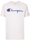 Champion Logo Embroidered Cotton Jersey T-shirt In Pink