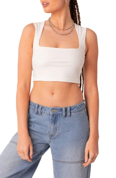 Edikted It Girl Square Neck Crop Tank In White