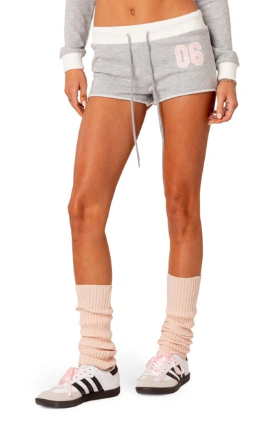 Edikted Pat Tie Waist Shorts In Gray-melange
