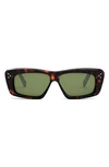 Celine 57mm Rectangular Sunglasses In Dark Havana Green