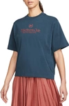 Nike Phoenix Fleece Campus Boxy T-shirt In Navy