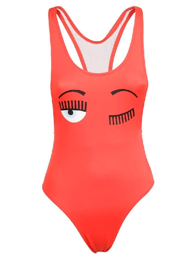 Chiara Ferragni Wink One Piece Swimsuit In Red