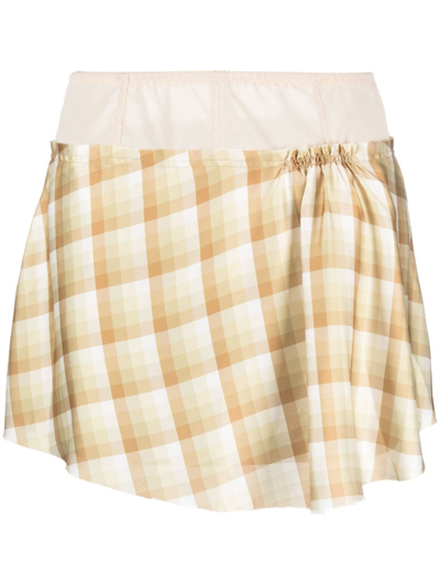 Juneyen Plaid-pattern Panelled Skirt In Yellow