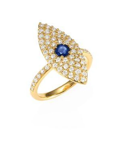 Anita Ko 18k Gold, Diamond & Sapphire Evil Eye Ring In Yellow Gold