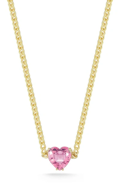 Sphera Milano 14k Gold Plated Cubic Zirconia Heart Pendant Necklace