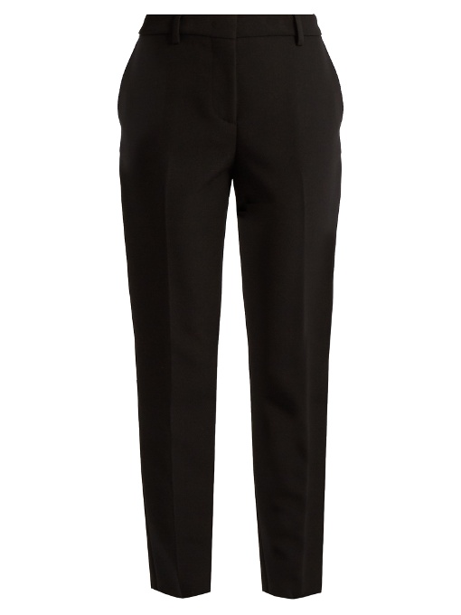 Msgm Mid Rise Slim-fit Crepe Trousers In Black | ModeSens