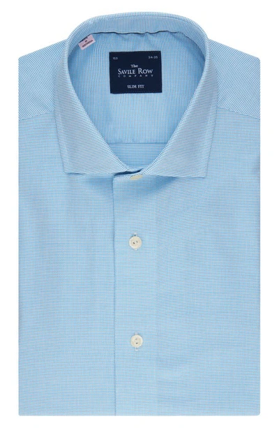 Savile Row Co Royal Dot Oxford Slim Fit Dress Shirt In Aqua
