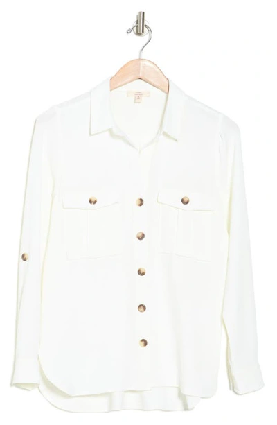 Como Vintage Airflow Button-up Shirt In Cloud Dancer