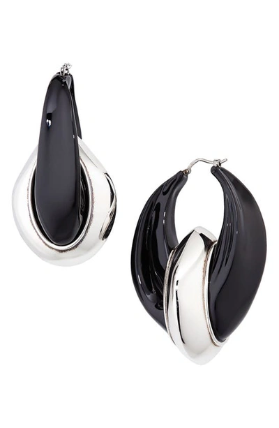 Alexander Mcqueen Women's Iris Two-tone Silvertone & Black Varnish Hoop Earrings