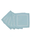 Tina Chen Designs Inverted Picot Edge Cocktail Napkin 6-piece Set In Dusty Blue
