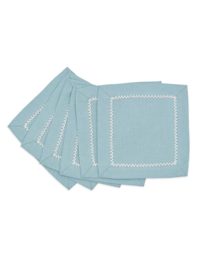 Tina Chen Designs Inverted Picot Edge Cocktail Napkin 6-piece Set In Dusty Blue
