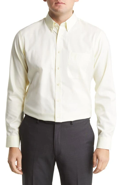 Nordstrom Trim Fit Non-iron Royal Oxford Solid Button-down Dress Shirt In Yellow Pear- White Oxford