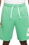 Nike Club Alumni Sweat Shorts In Spring Green/ White/ White