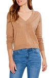 Nic + Zoe Cropped V-neck Sweater In Brown