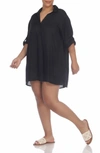 Boho Me Button Down Shirt Dress In Black