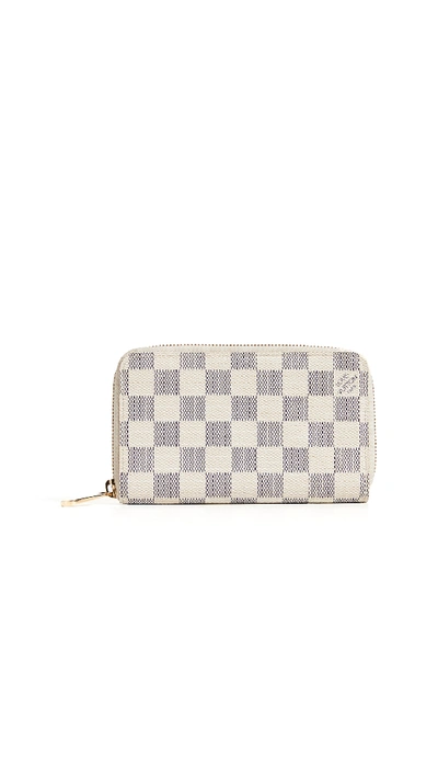 Louis Vuitton Damier Ebene Azur Zippy Compact Wallet In Cream