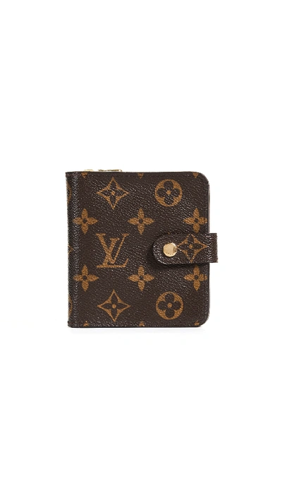 Louis Vuitton Monogram Ab Compact Zip Wallet In Brown