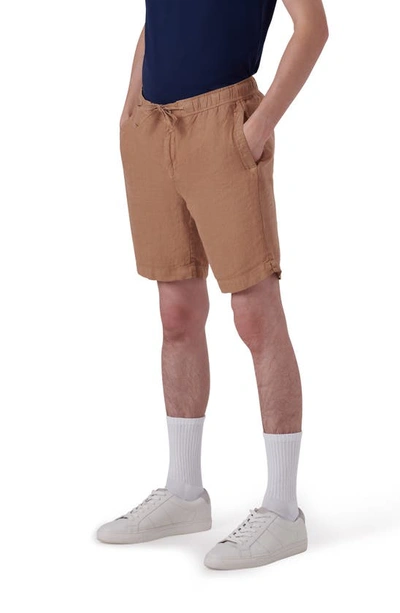 Bugatchi Linen Drawstring Shorts In Caramel