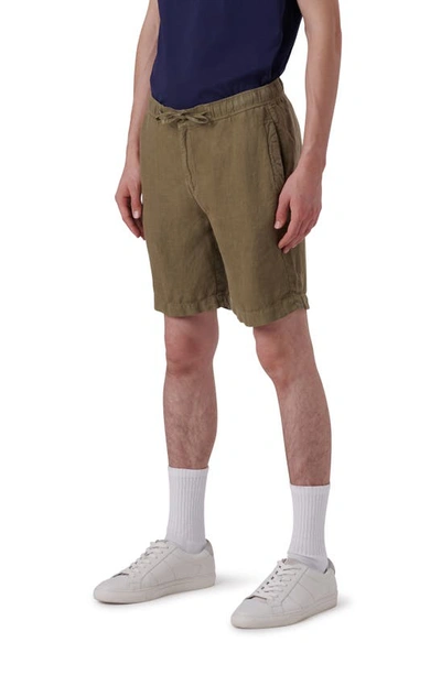 Bugatchi Linen Drawstring Shorts In Olive