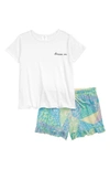 Treasure & Bond Kids' T-shirt & Shorts Set In White Dream On- Animal Patches